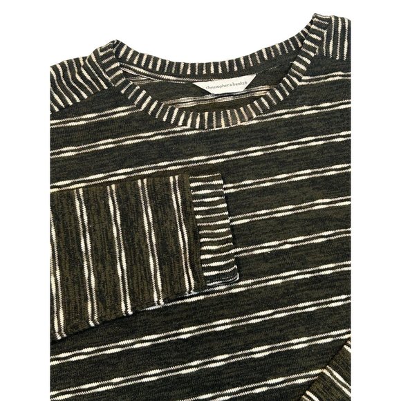 Christopher & Banks Womens Long Sleeve Green White Stripe Sweater Size Large - Picture 1 of 6